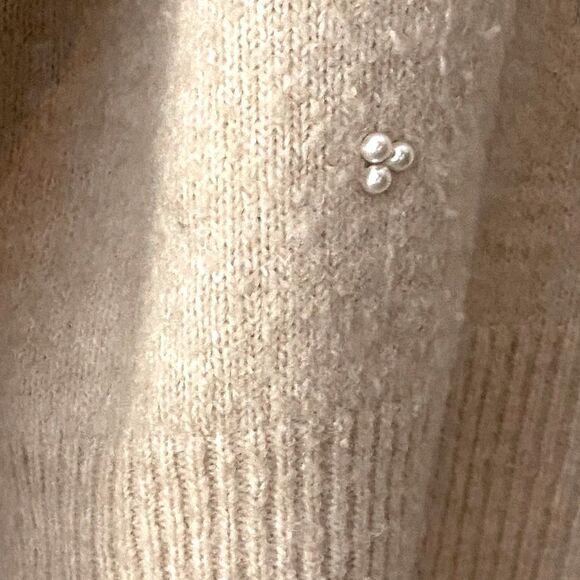 H&M Wool Pearl Studded Oversized Crewneck Sweater Women's Small Preppy Holiday - Picture 9 of 12